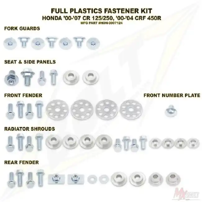 Speciale Aanbieding Bolt Full Plastic Bevestigings Kit cr 125 250 00-08 crf450 00-04
