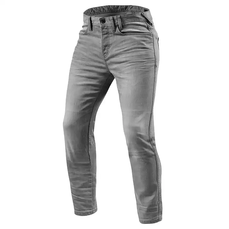 Aanbieding Jeansy na motorku Revit Piston světle šedé zkrácené výprodej