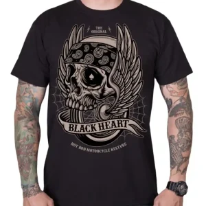 Direct Verzonden Pánské triko Black Heart Wings Skull