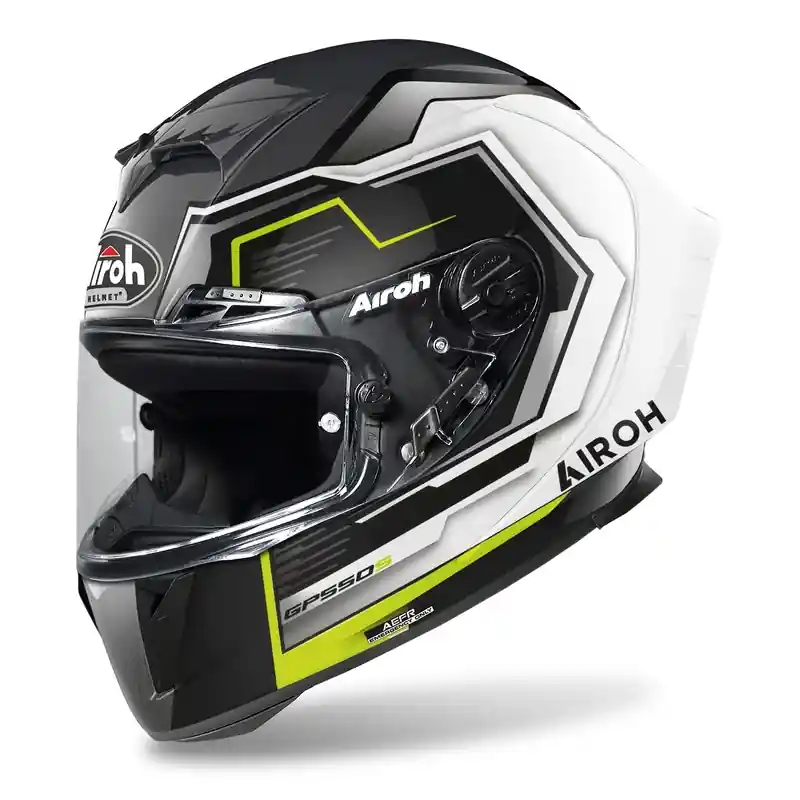 Integrální přilba na motorku Airoh GP550 S Rush 2022 bílo-fluo žlutá lesklá Gratis Retour