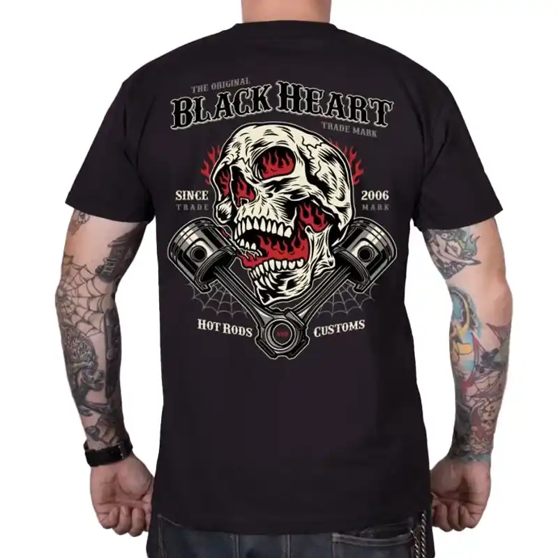Laatste Versie Tričko Black Heart Flame Piston černé