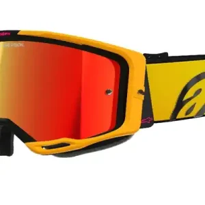 Alpinestars Vision 8 Corp motorcrossbril geel-roze met gespiegelde rode lens Beperkt Aanbod