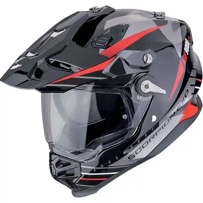 Voordeelprijs Endurohelm Scorpion ADF-9000 Air Feat zwart-zilver-rood XS