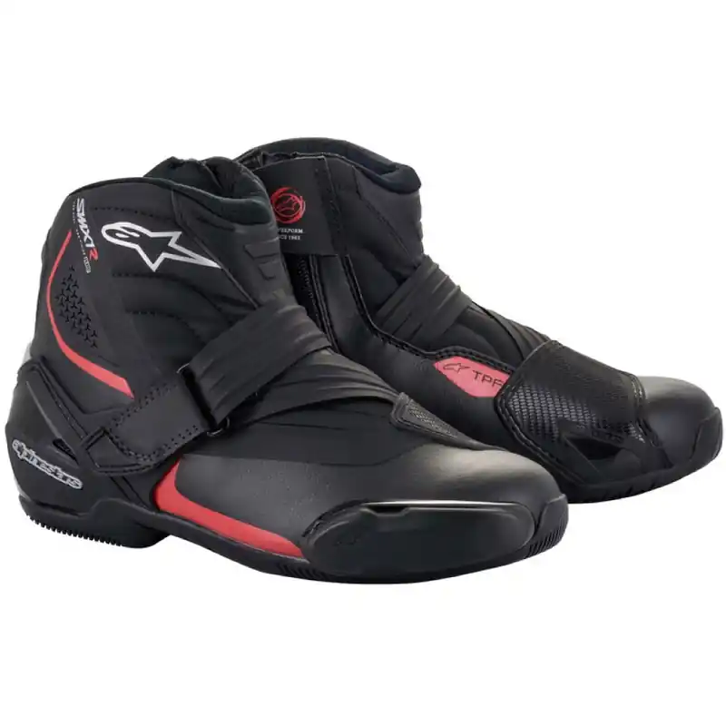 Favoriet Alpinestars SMX-1 R zwart met rode motorlaarzen 38