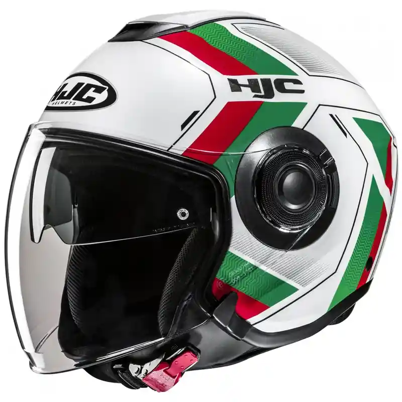Seizoensaanbieding Open motorhelm HJC i40N Velu MC41 wit-groen-rood XS