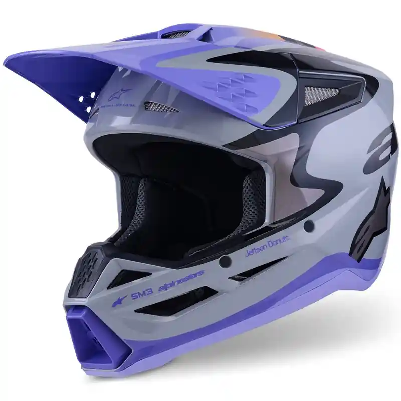 Alpinestars S-M3 JETT LAWRENCE edition crosshelm grijs-paars-zwart XS Laatste Kans