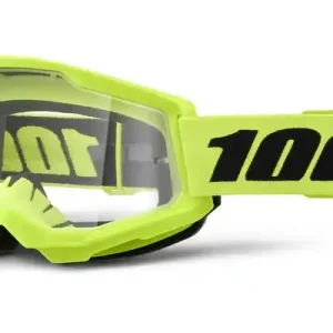 Populair Motorcrossbril 100% STRATA 2 Nieuw fluo geel (helder plexi)