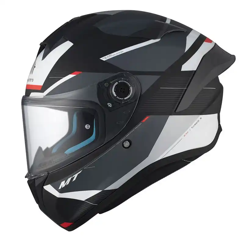 Gecertificeerd MT TARGO S KAY B2 integraal motorhelm mat zwart-grijs-wit S