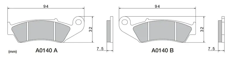 Laatste Kans Remblokken NISSIN semi-metallische samenstelling 94x32x7,5 mm 2 stuks