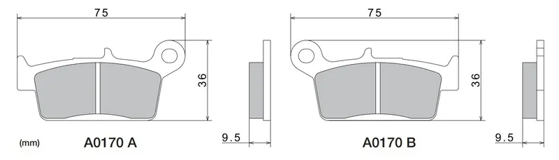 Remblokken NISSIN semi-metallische samenstelling 75x36x9,5 mm 2 stuks Finale Uitverkoop