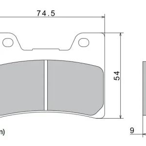 Remblokken NISSIN semi-metallische samenstelling 74,5x54x9 mm 2 stuks Favoriet
