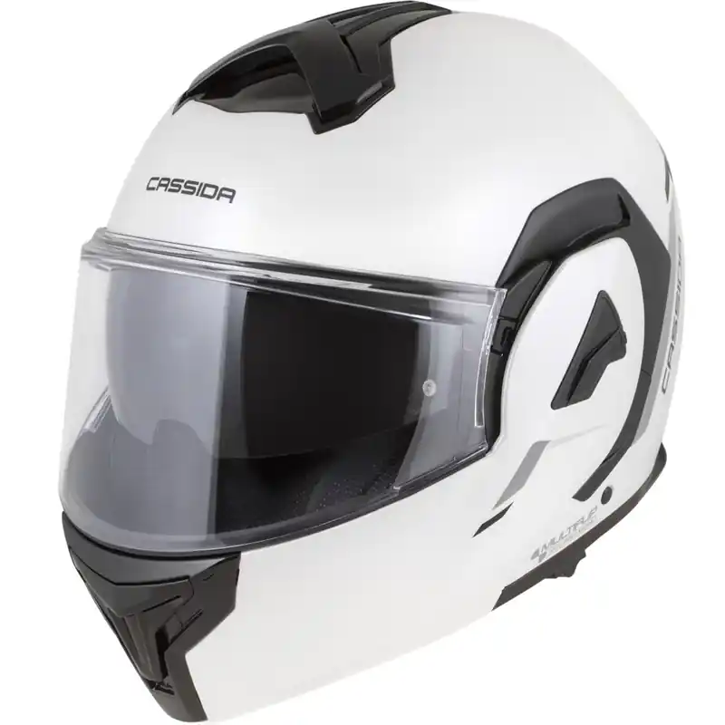 Aanbieding Cassida MultiFlip Solid flip-up motorhelm parelwit-zwart XS