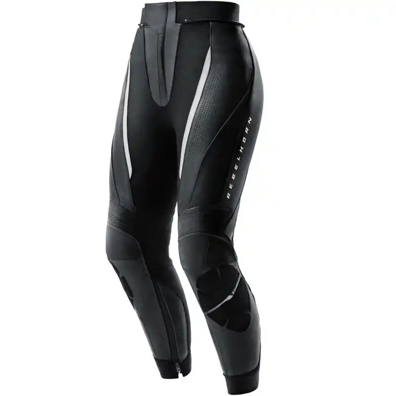 Uitverkoop Dames leren motorbroek Rebelhorn Diva zwart-wit W46/L30