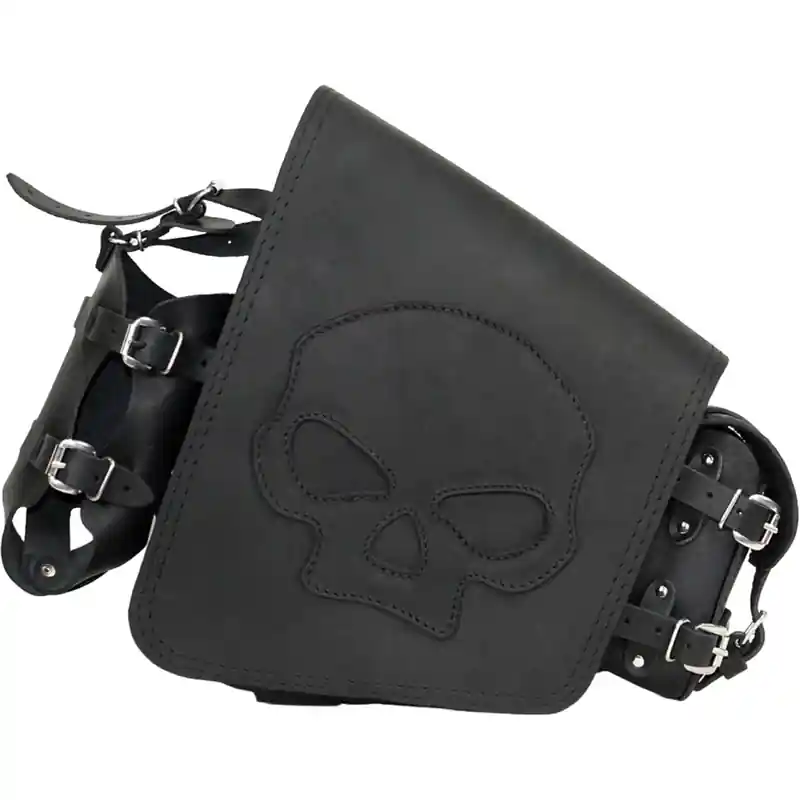 Betrouwbaar Leren motortas RSA S494 Skull HD Softail zwart