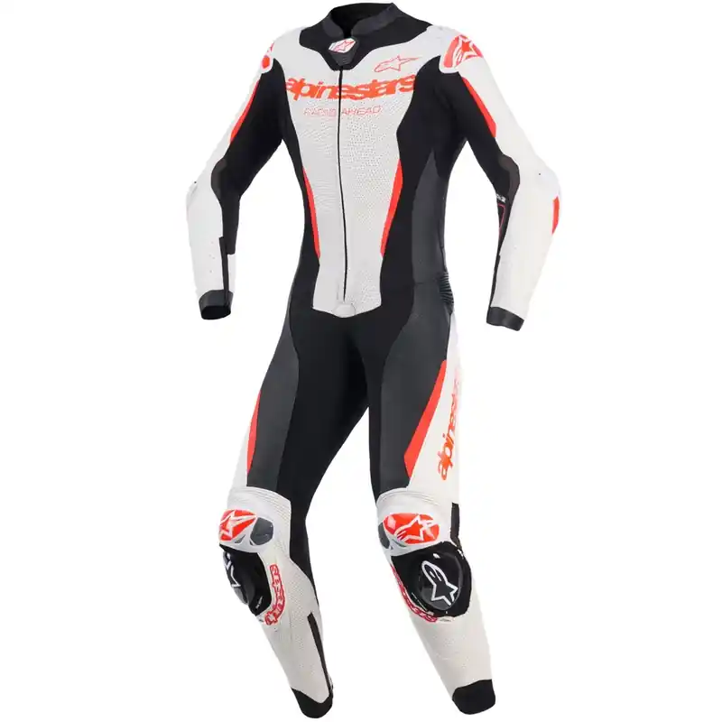 Alpinestars Stella GP-R7 dames motorpak uit één stuk van leer, wit-fluorescerend rood-zwart 38 Nieuw