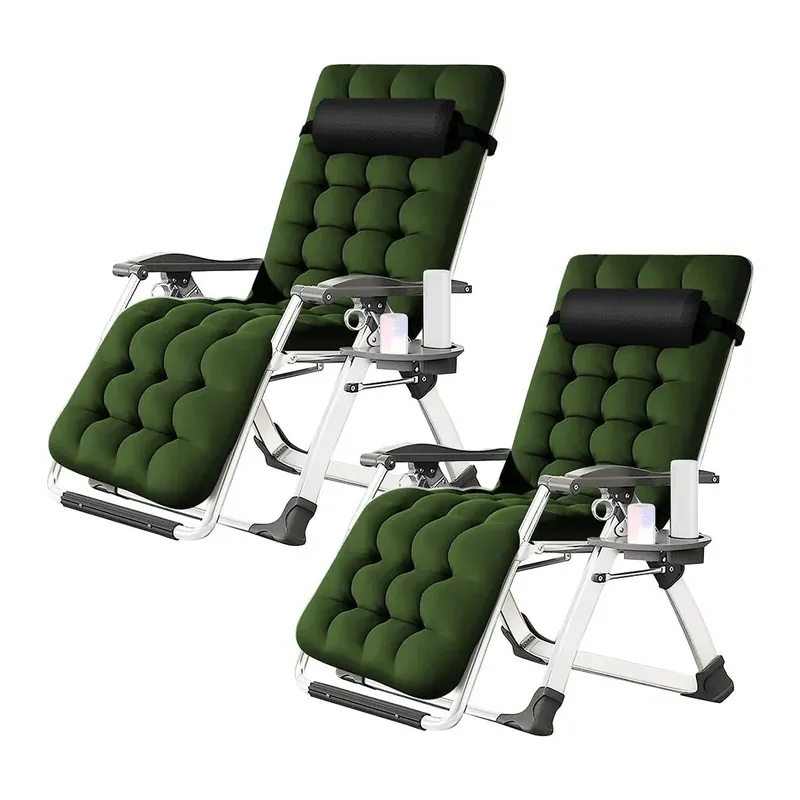 2er-Set Ligbed tuin Divit SR11 Ligstoel Zonnebed met kussen olijf Tuinstoel-NW Speciale Aanbieding