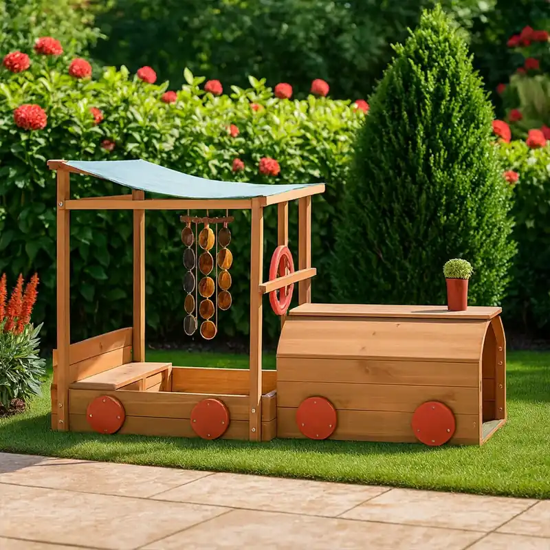 Zandbak Trein Divit SZ16 Houten Kinderen Speelhuisje Locomotief met Dak DPL3 Direct Beschikbaar