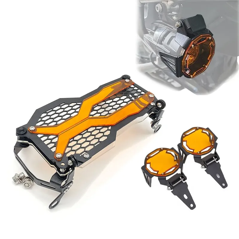 Beperkte Voorraad Koplampbescherming oranje + koplamprooster passend voor BMW R 1200/1250 GS/Adventure 13-24