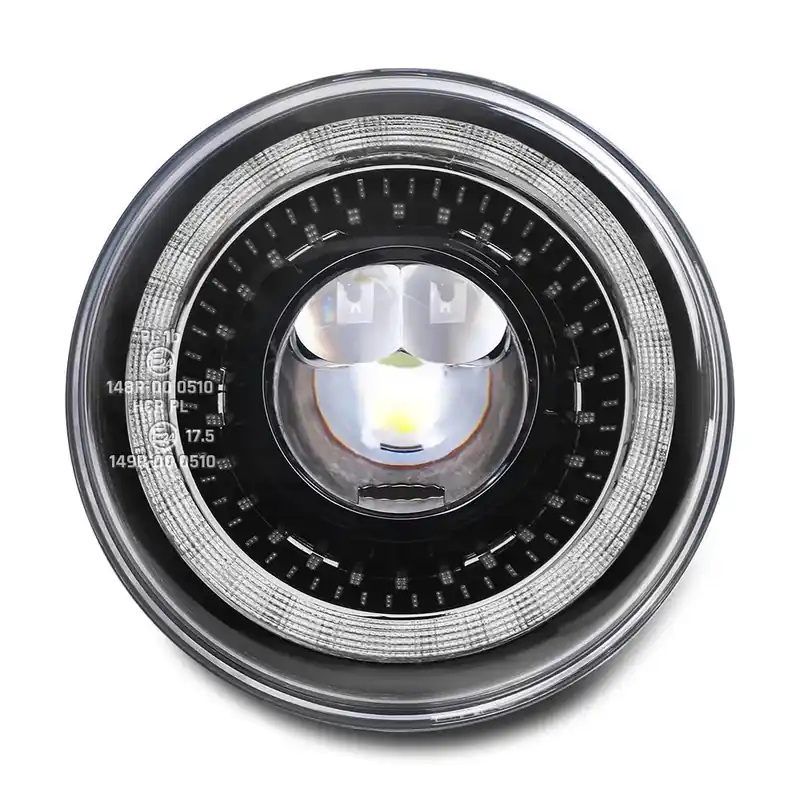 Betrouwbaar LED koplamp 7" compatibel met Harley Davidson met E-markering DRL DE1 zwart Craftride