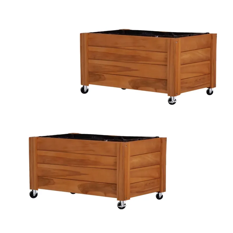 2x plantenpotten op wielen Divit FC58 plantenbak verhoogd bed hout 78 x 52 x 40,5 cm Laatste Kans