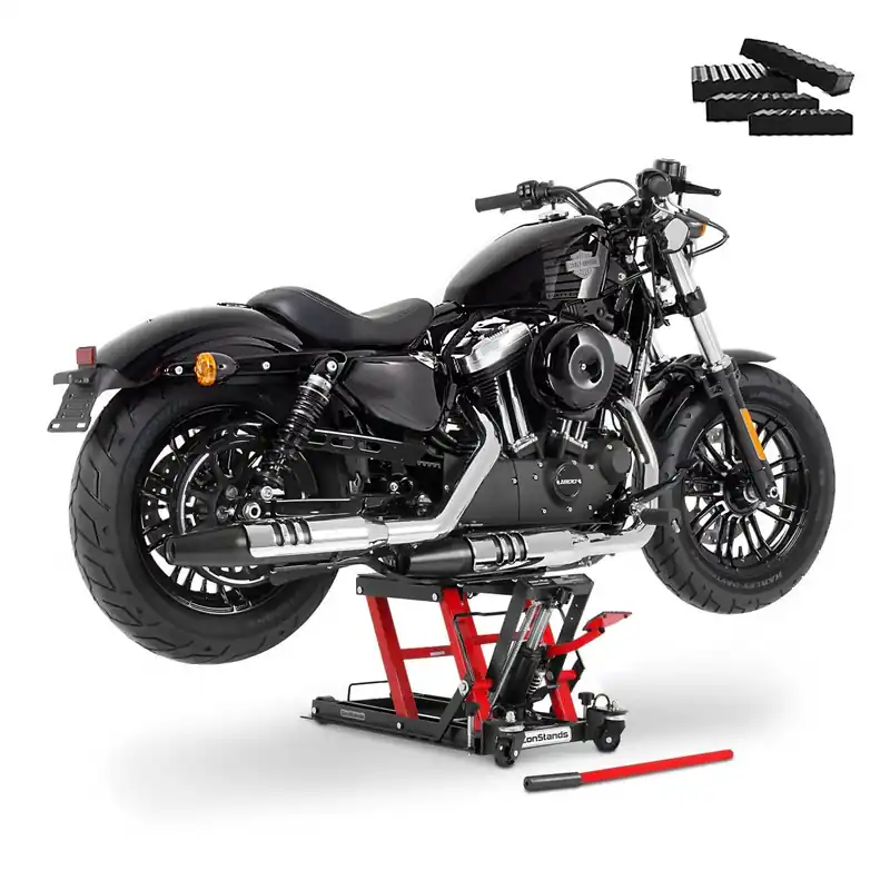 Beperkte Voorraad Motorfiets Motorlift Hydraulisch ConStands Mid-lift L Plus Schaarlift 680kg incl. Afstandsblokken rood