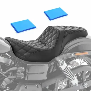 Duo zadel Gel passend voor Harley Davidson Dyna Street Bob 06-17 bestuurders- en passagiersstoel Craftride SF14G2 zwart Direct Verzonden
