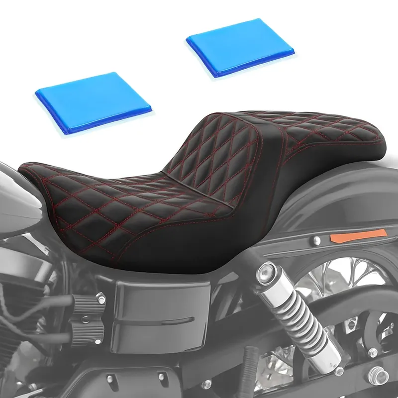 Beperkt Aanbod Duo zadel Gel voor Harley Davidson Dyna 06-17 rijder en passagier Craftride SF14RG2 rood