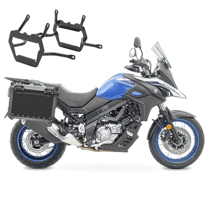 Set Aluminium Zijkoffers + kofferrek voor Suzuki V-Strom 650 / XT 17-25 Koffers Bagtecs XWS38 zwart Quick-Lock Populair