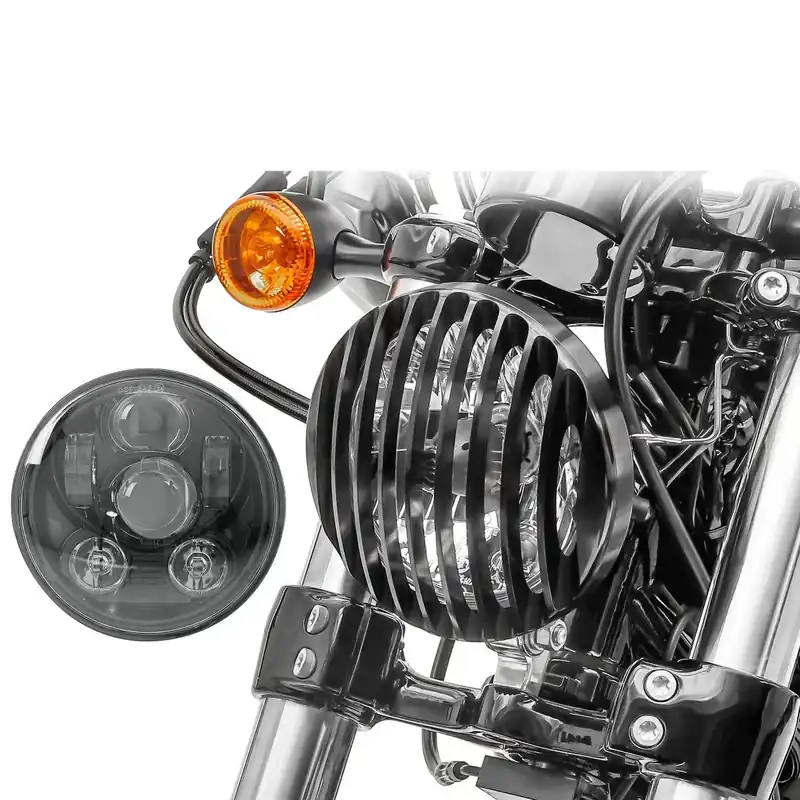 Koop Vandaag LED Koplamp met Koplamp Grill Cover 5,75" passend voor Harley Davidson Sportster 04-20 Craftride zwart