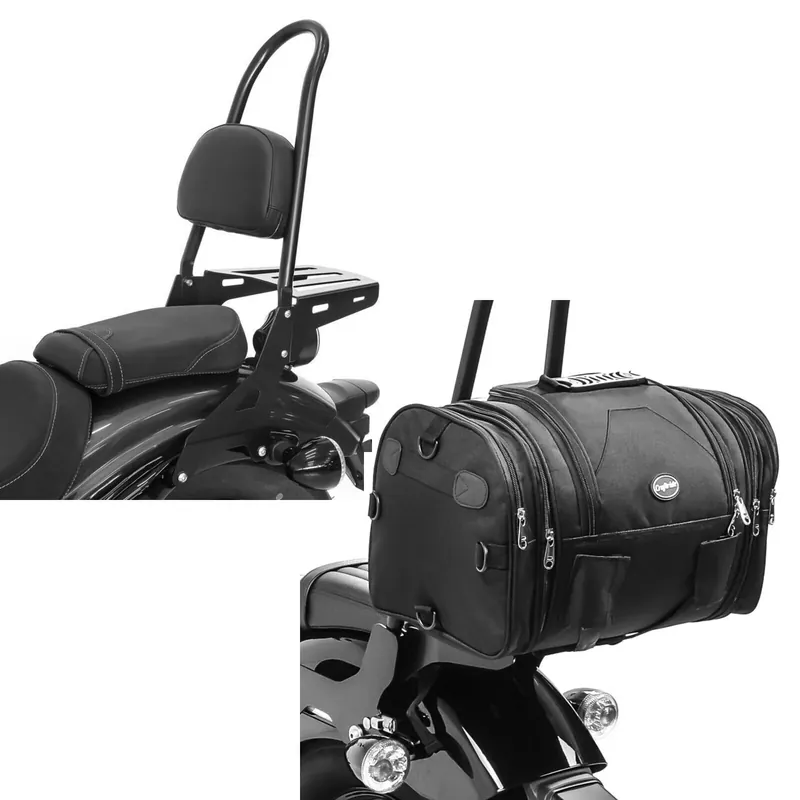 Hete Deal Set: Sissy Bar met Bagagerek Yamaha XV 950 / R 14-20 zwart Casual L Craftride + Buddyseat Tas compatibel met Yamaha XV 950 / R Bagagerol Craftride RB1 24-30Ltr