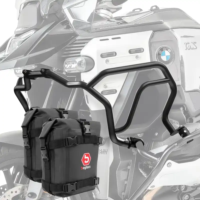 Gereduceerde Prijs Set Valbeugels boven + tassen voor BMW R 1300 GS Adventure 24-26 HG44 Motoguard zwart