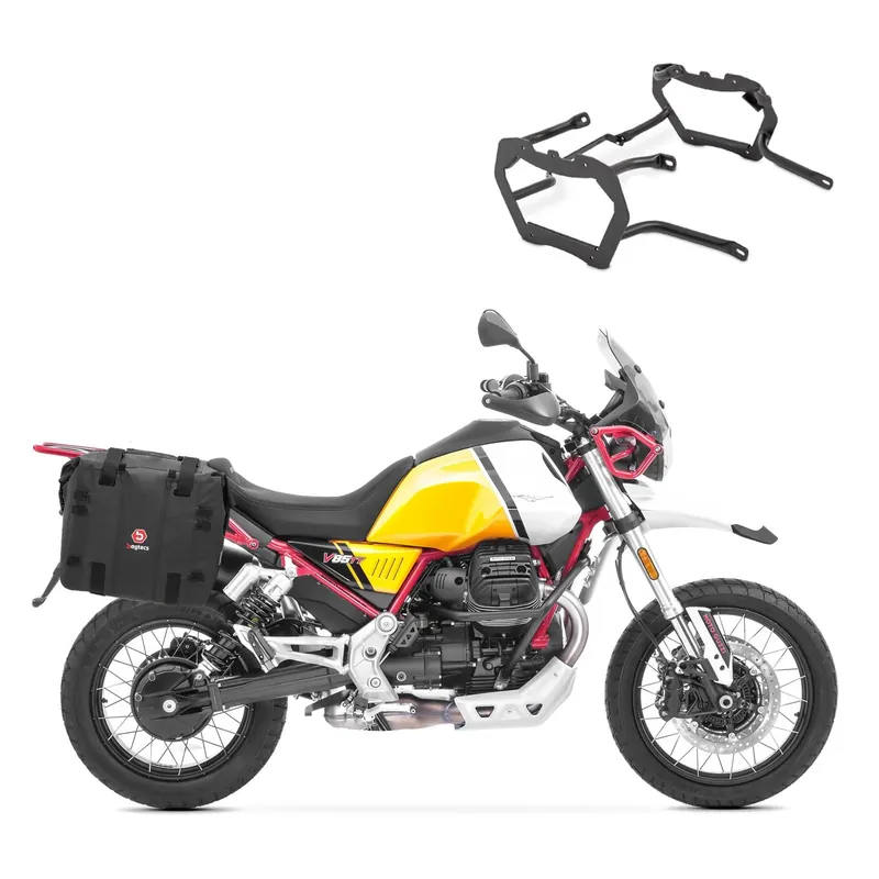 Beperkt Aanbod Set Zijtassen + Kofferrek passend voor Moto Guzzi V85 TT 19-23 Zadeltassen Bagtecs XA32SL