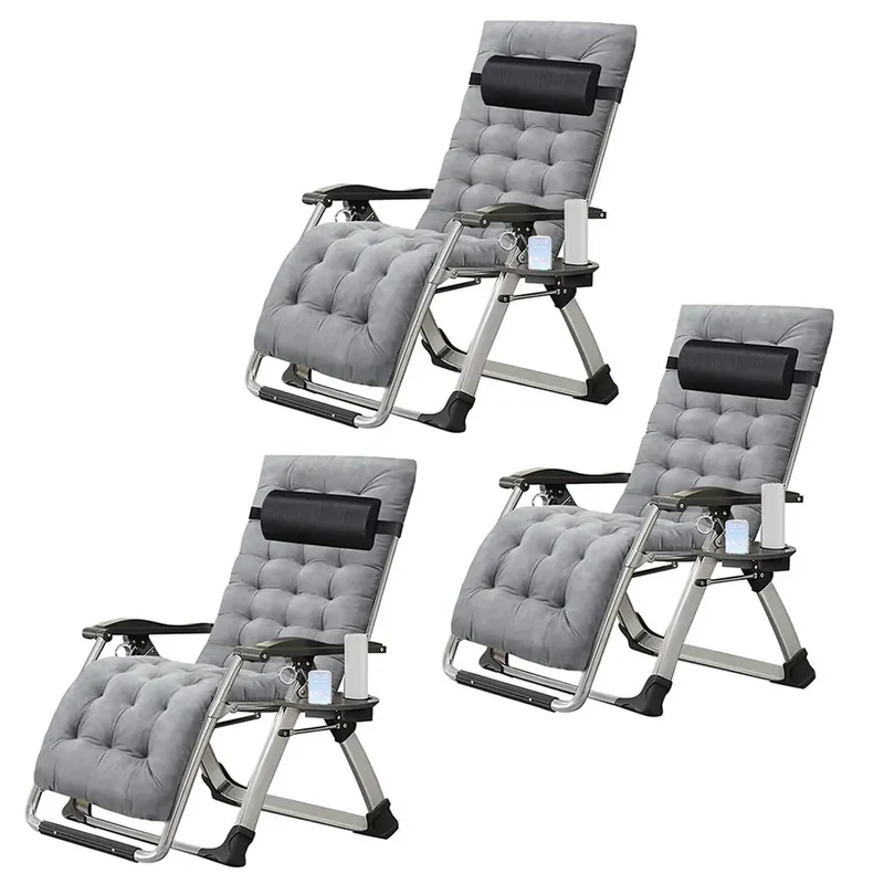 Tijdelijk Beschikbaar Set van 3 opvouwbare tuinstoelen Divit SR11 ligstoelen ligstoelen met metalen kussen grijs