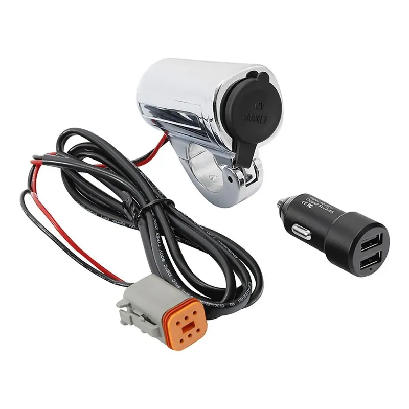 USB oplaadaansluiting passend voor Stuurstang 7 / 8" - 1" passend voor Harley Davidson 11-26 chroom Craftride Aanbieding