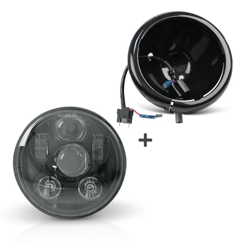Express Levering LED Koplamp 5,75" Set passend voor Harley Davidson Sportster Forty-Eight 48 10-20 zwart Craftride C6