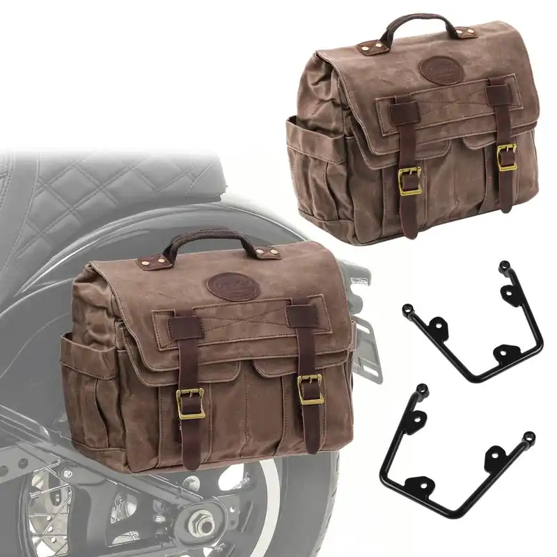 Express Levering Set 2x Zadeltassen + houders compatibel met Honda Rebel 1100 CMX 21-26 Craftride CV1F-bruin rechts-links