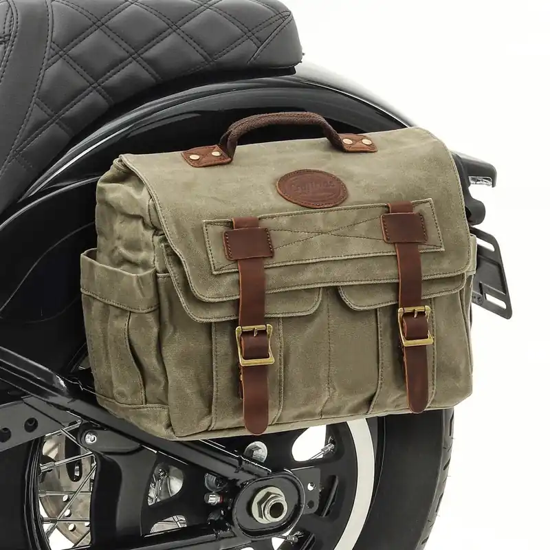 Gecertificeerd Zadeltas compatibel met Royal Enfield Classic 500 / Meteor 350 zijtas Craftride CV1 army green