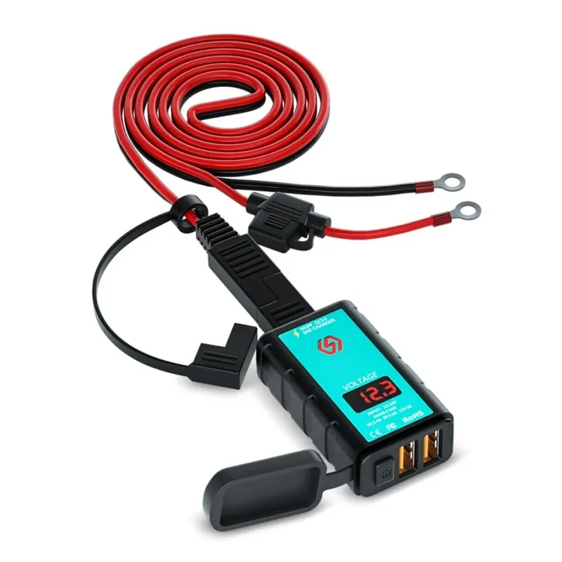12V motorfiets USB-aansluiting Lumitecs met digitale weergave van de batterijspanning Koopje