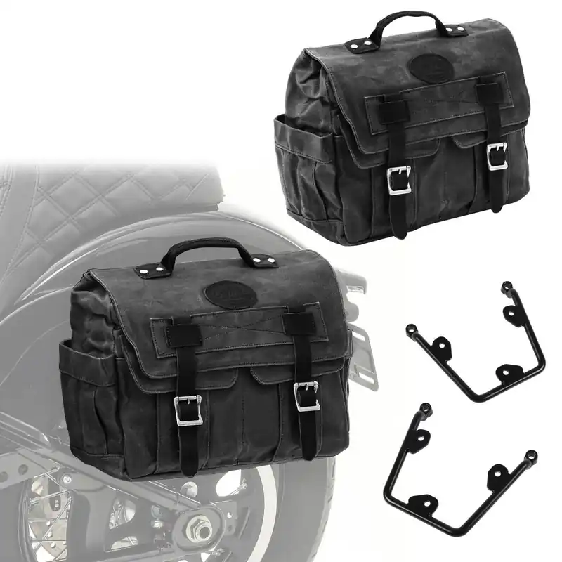 Gratis Retour Set 2x Zadeltassen + houders compatibel met Yamaha XV 950 14-20 Craftride CV1F-zwart rechts-links