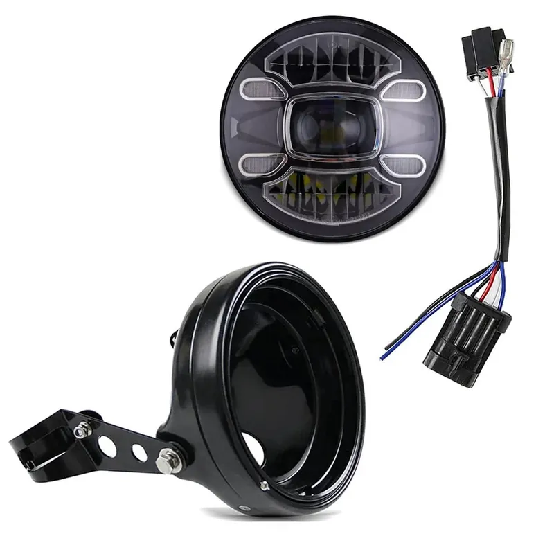 Fabrieksprijs Koplamp F7 LED-koplamp 7" inch + koplampbehuizing + adapter H4