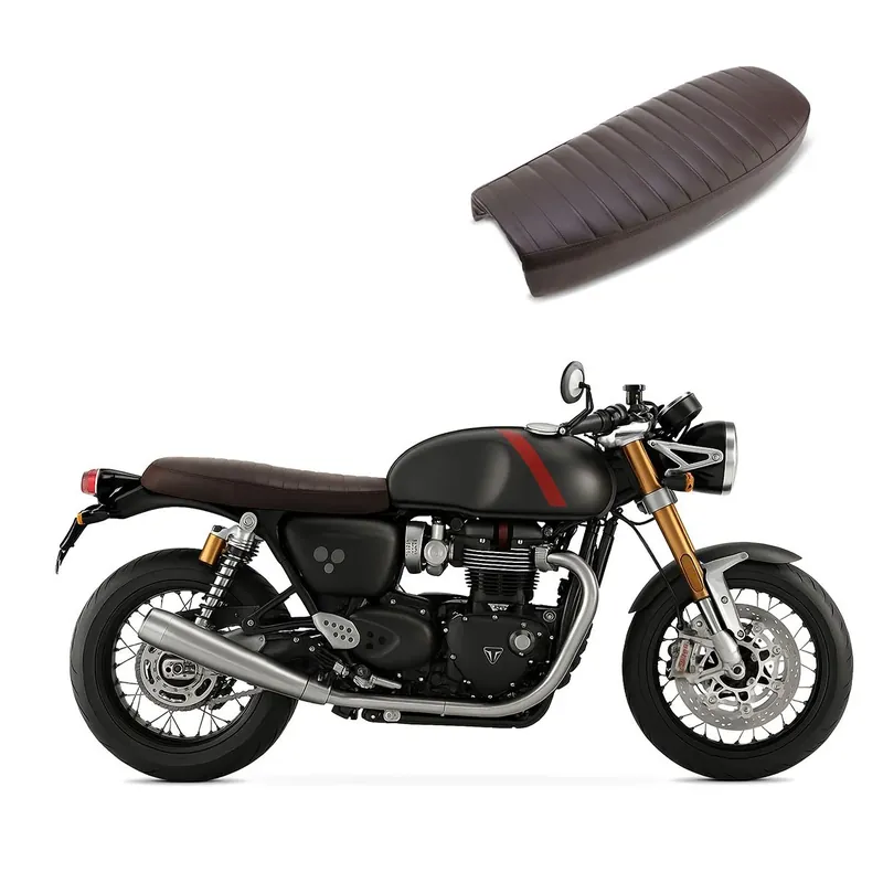 Zadel voor Cafe-Racer + Scrambler conversie Craftride SL5 Plat donkerbruin Fabrieksprijs