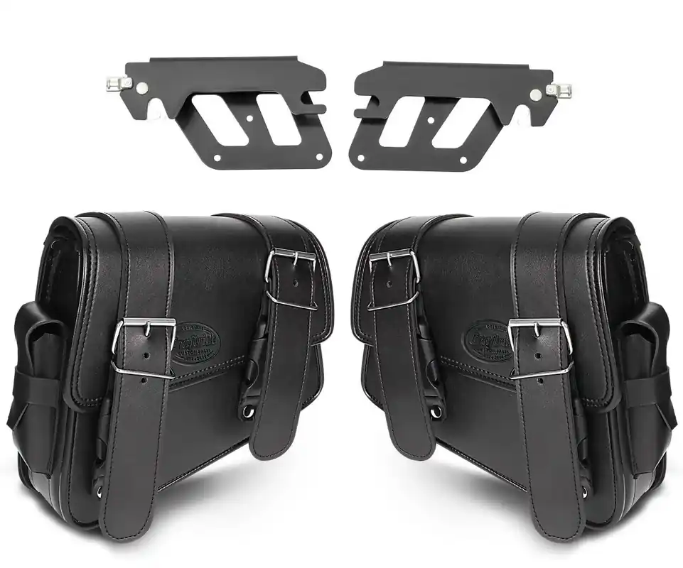 Set Zadeltassen + houders QL passend voor Harley Davidson Dyna 91-17 Craftride Montana rechts-links Rechtstreeks Van De Fabrikant