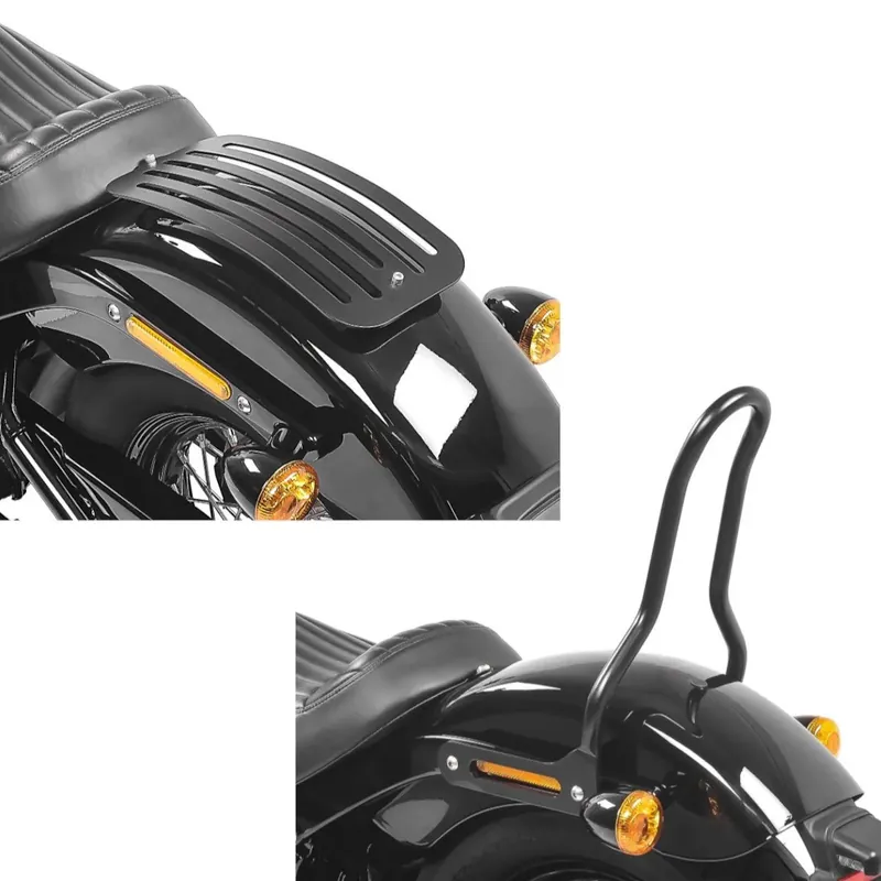 Betaalbaar Set: Sissybar passend voor Harley Davidson Softail 18-26 Craftride Tampa S zwart + Bagagedrager passend voor Harley Davidson Softail 18-26 Solo Rack L1 Bagagerek Craftride