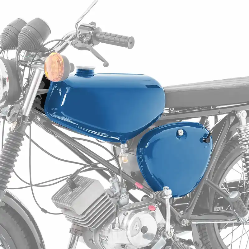 Tank / Benzinetank compatibel met Simson S51 / S50 / S70 met zijklep Craftride New Style blauw Aanbieding