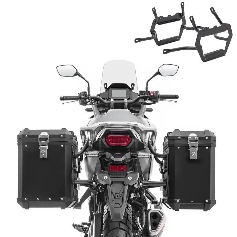 Actieprijs Set Aluminium Zijkoffers 38-48L + kofferrek voor Harley Davidson Pan America 21-26 Koffers Bagtecs XW38-48 zwart