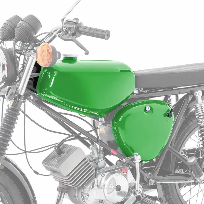 Laatste Versie Tank / Benzinetank compatibel met Simson S51 / S50 / S70 met zijklep Craftride Groen