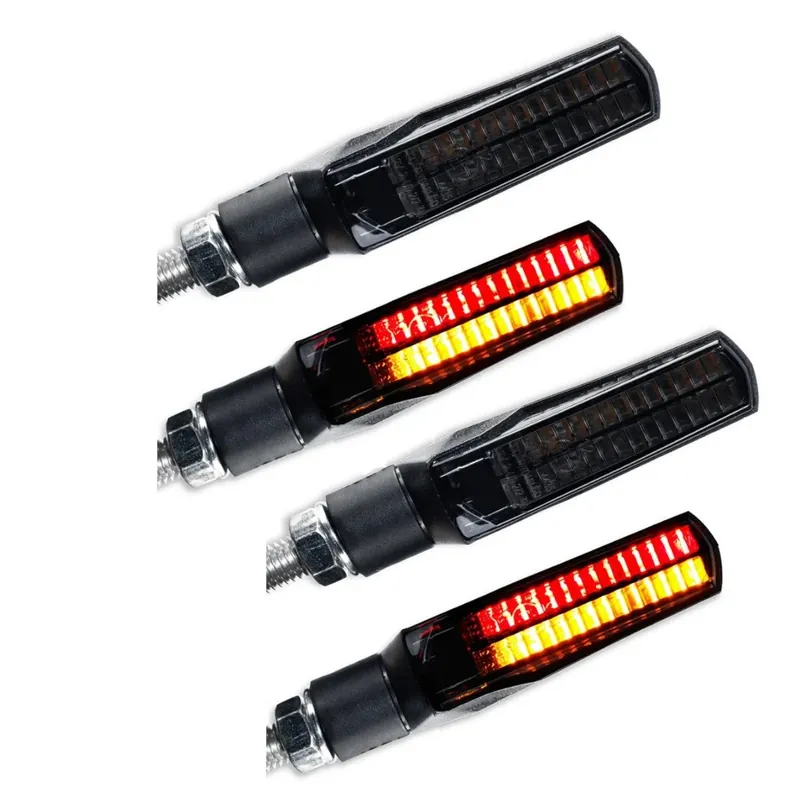 2x LED-knipperlicht motorfiets Lumitecs TX5 zwart getint met E-markering en rem- en achterlicht Discount Set Koop Vandaag