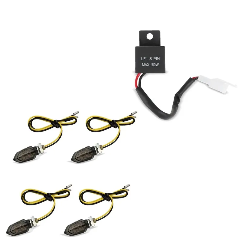 Merkproduct 4x LED knipperlichten KP8 voor-achter getint + knipperrelais compatibel met Triumph Tiger Sport / Daytona 675 / R LED