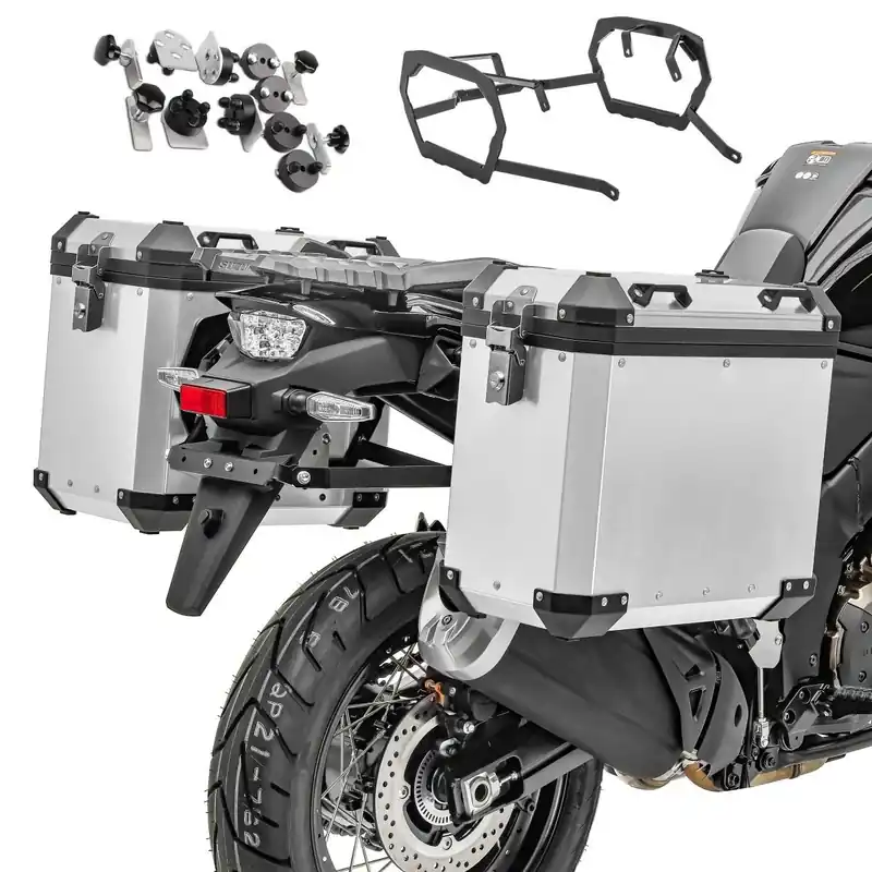 Zijkoffers aluminium + kofferrek compatibel met Triumph Tiger 900 / GT / Rally 20-23 Bagtecs GX38-45 zilver Koopje
