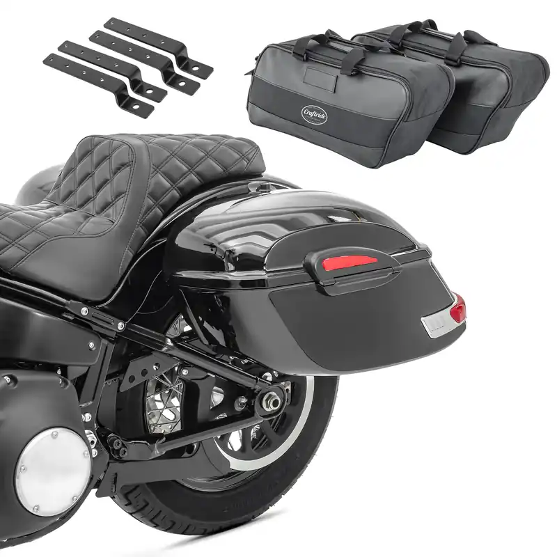 Alleen Vandaag Set Zijkoffer Craftride Delaware 33L + Binnentassen compatibel met Harley Davidson Softail Fat Bob / 114